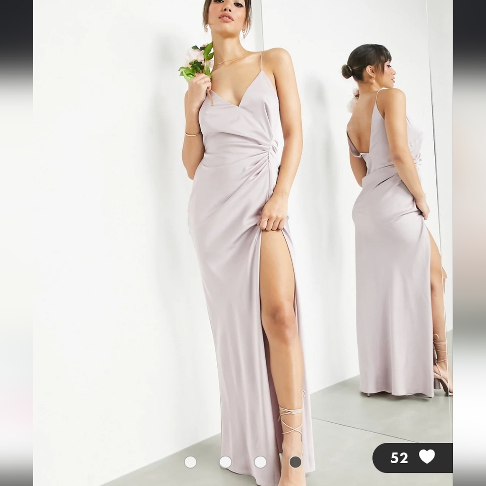 NWT ASOS EDITION satin cami maxi dress with drape detail in pale lavender